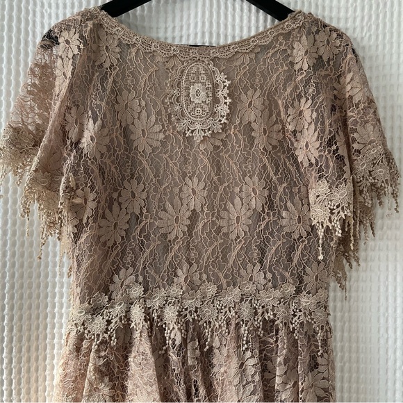 Ricki Lang for Nuit size 10 dress taupe lace going out party occasion fairy - Picture 2 of 8